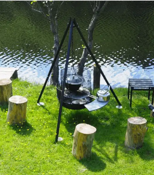 firepit situated by the river 