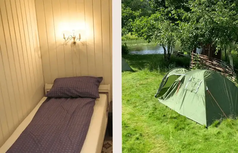 apartment bed (left) , 3 man tent (right)