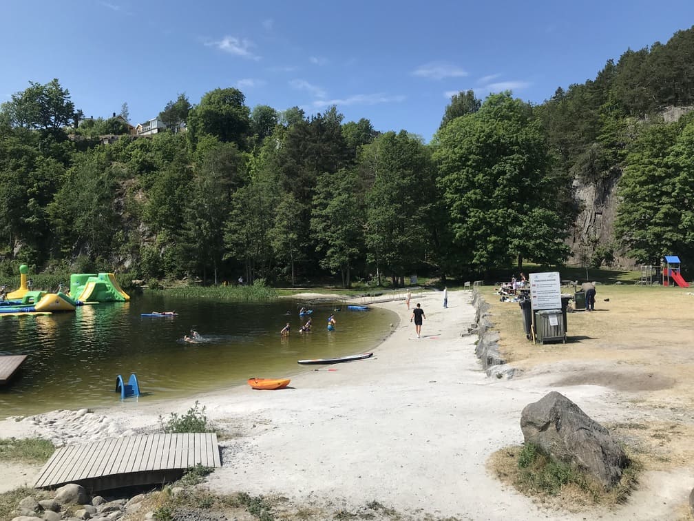 Beach and waterpark area