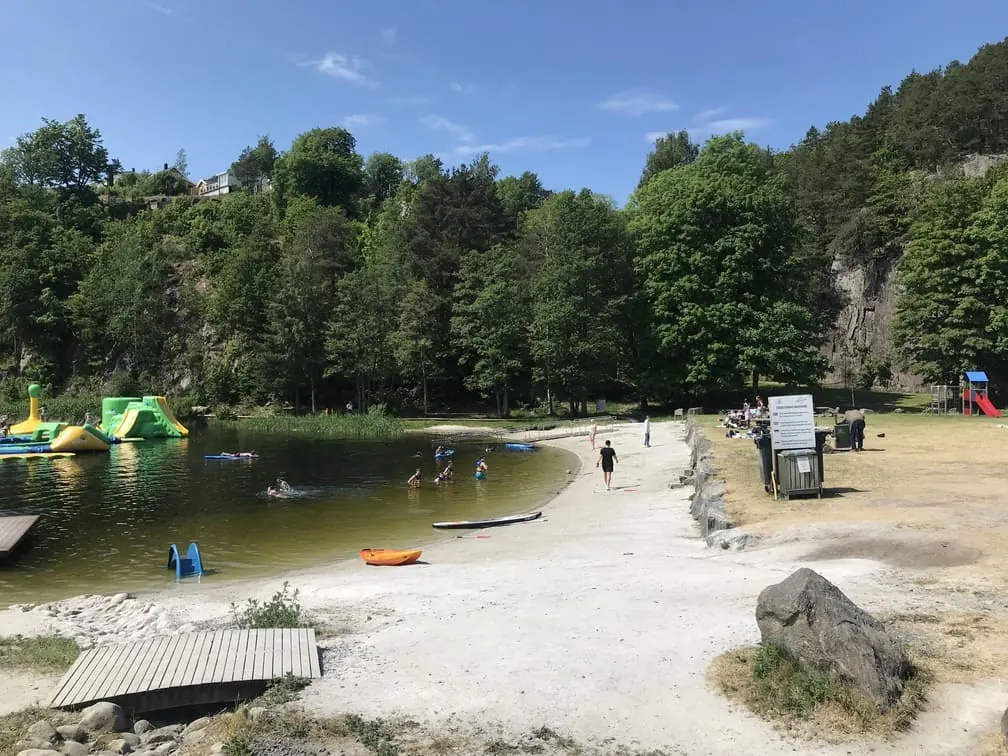 Beach and waterpark area